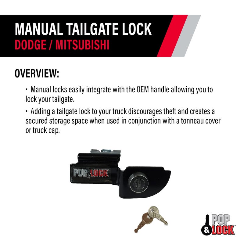 Pop & Lock - PL3600 Black Manual Tailgate Lock for Dodge Dakota and Mitsubishi Raider - Image 4
